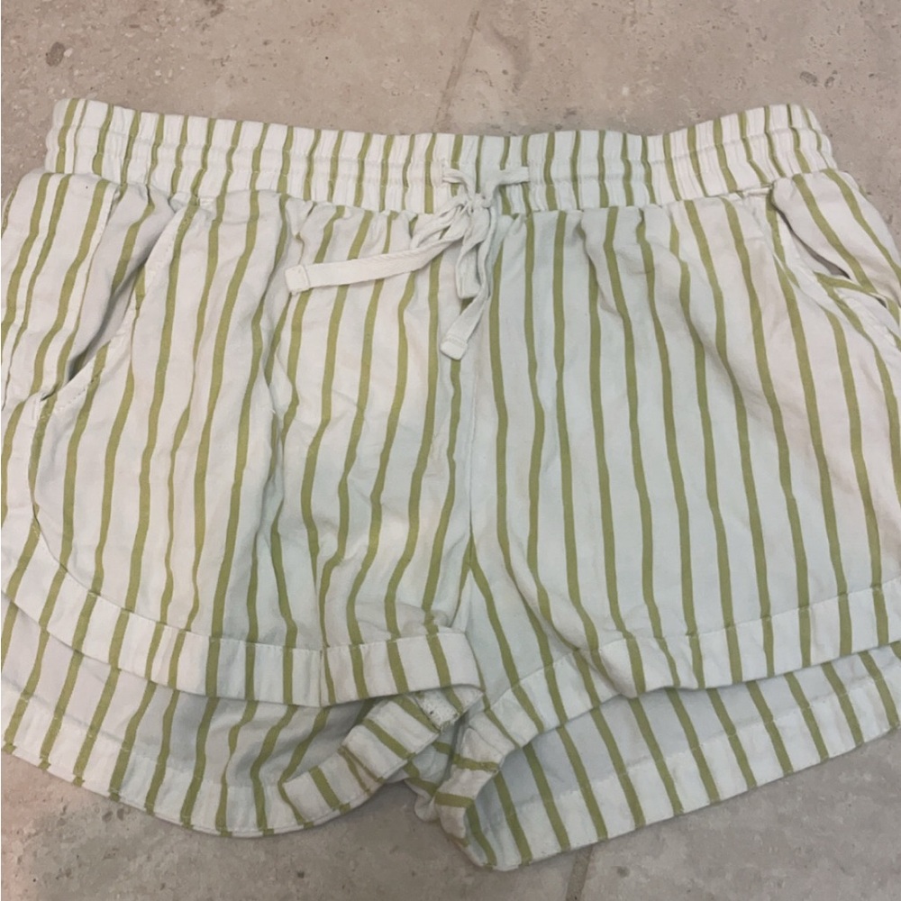 Striped Green and White Women's Shorts